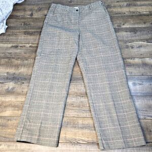 LL Bean Houndstooth Plaid Pants Trouser Pants Classic Fit Stretch Waist Size 12